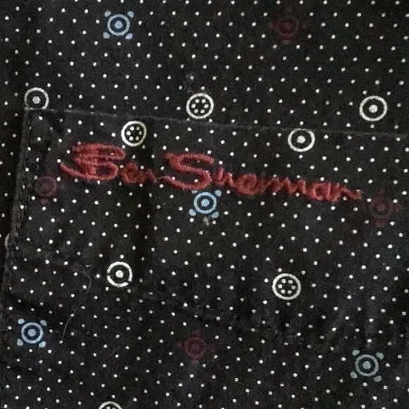 BEN Sherman navy blue pattern button down shirt large - Picture 6 of 8